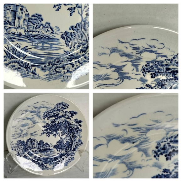 Enoch Wedgewood Tunstall Countryside 5 Bread/App Plates Vintage Blue & White - Picture 2 of 16